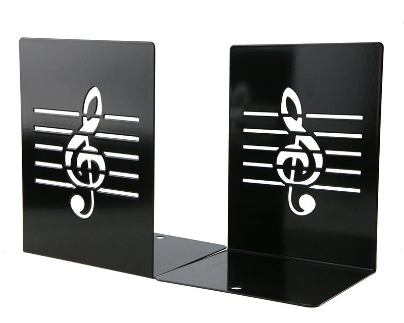 Apol Unique Music Notes Book Stands Metal Bookends for Kids School Library Desk Study Home Office Decoration Gift(Black) - Image 4